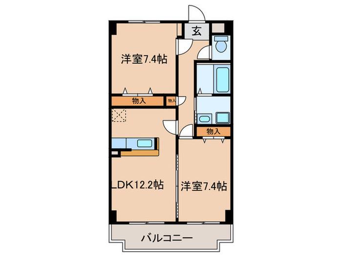 フェリシア一宮(2LDK/2階)の間取り写真