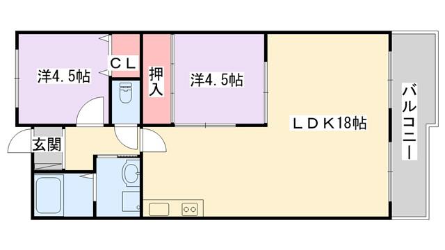 リバージュI(2LDK/4階)の間取り写真