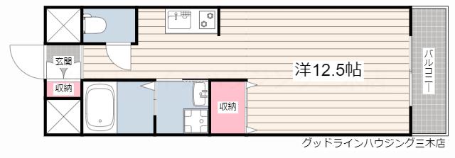 プルミエール(ワンルーム/4階)の間取り写真