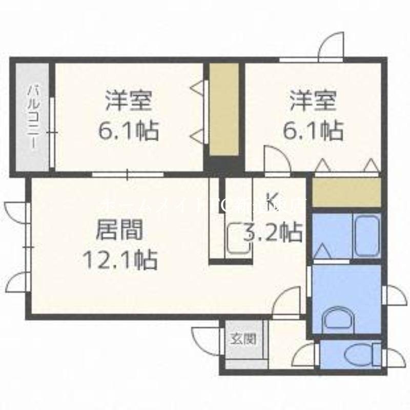 NKハイツC棟(2LDK/1階)の間取り写真