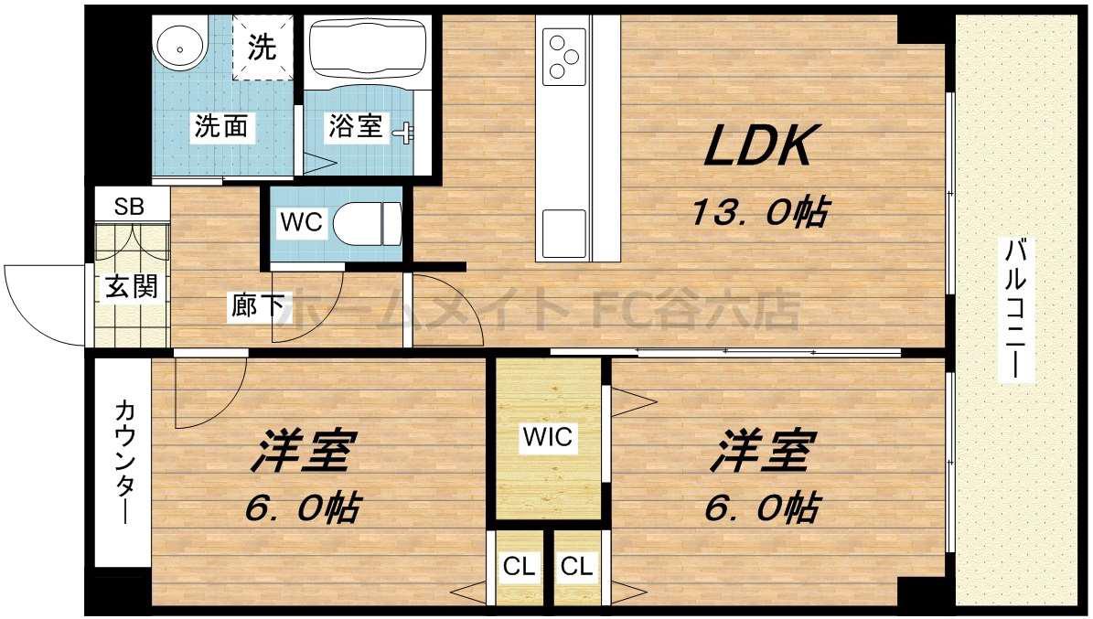 エーデル深江橋(2LDK/5階)の間取り写真