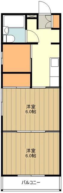 マツヤマンション(2SK/2階)の間取り写真