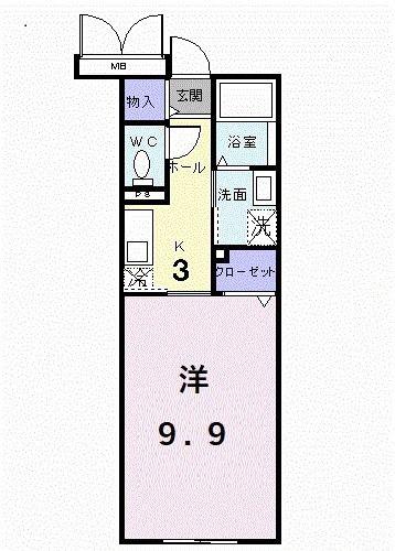 エム グランツ(1K/1階)の間取り写真