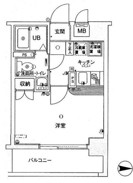 スカイコート新高円寺(1K/3階)の間取り写真