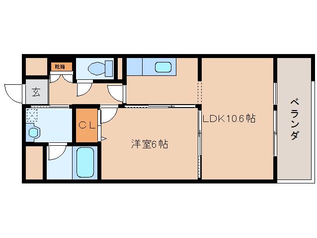 パールタウン(1LDK/4階)の間取り写真