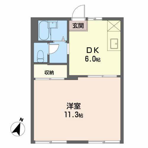 インペリアル香久山(1DK/1階)の間取り写真