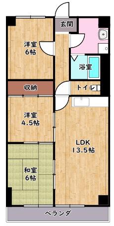 サンマリン日辨(3LDK/2階)の間取り写真