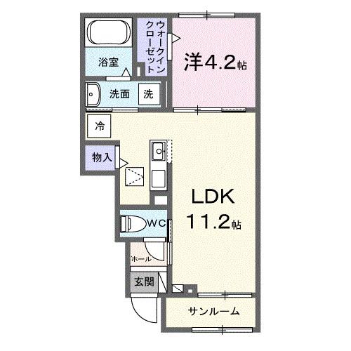 キャンディー・ココ(1LDK/1階)の間取り写真