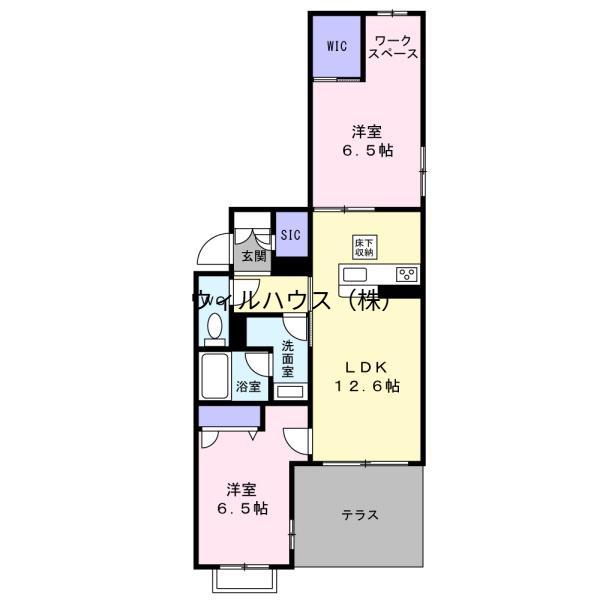 SHAMAISON LA CASA FELICE(2LDK/1階)の間取り写真