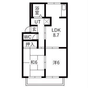 ニューシティー寛(2LDK/2階)の間取り写真