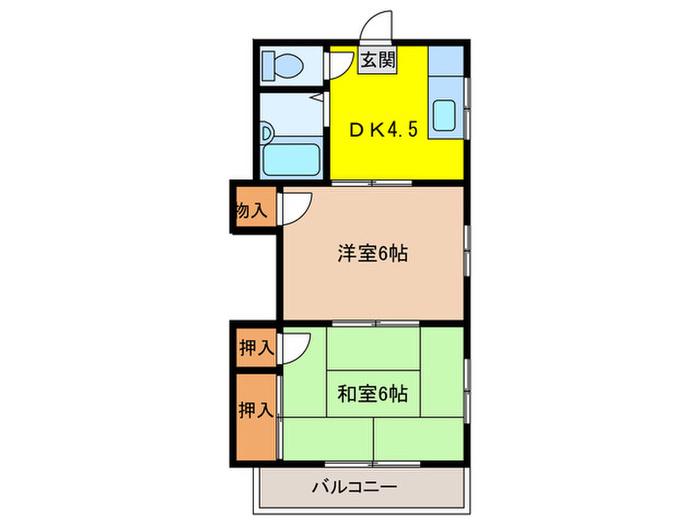 板橋コーポ(2DK/1階)の間取り写真