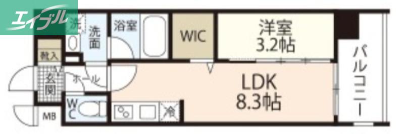 レジデンスカープ南中央町(1LDK/9階)の間取り写真