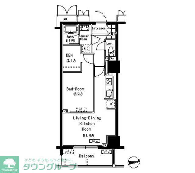 パークアクシス元浅草ステージ(1SLDK/14階)の間取り写真