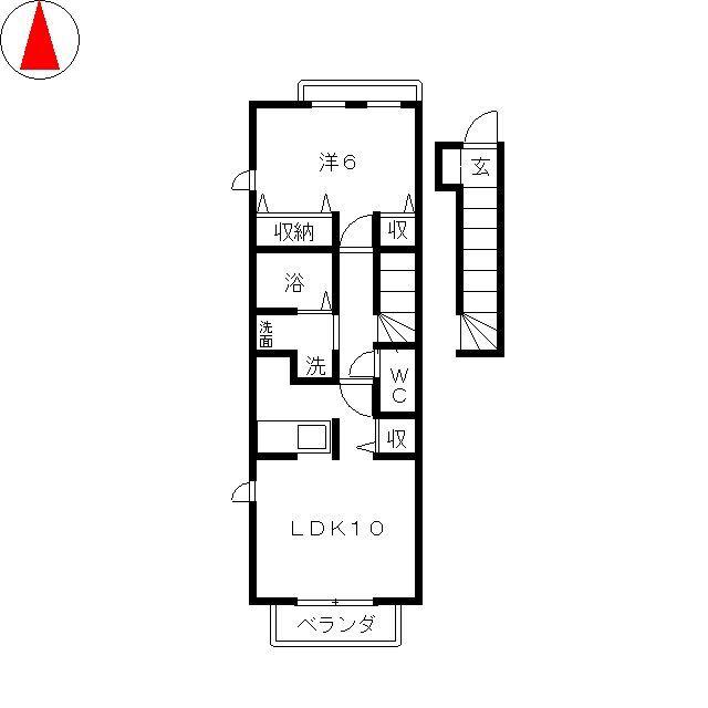 アンジュ MII(1LDK/2階)の間取り写真