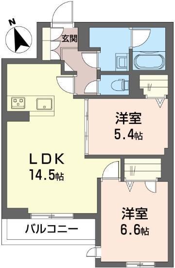 ハーモニーコート(2LDK/1階)の間取り写真