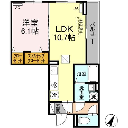 アオイパレス溝の口(1LDK/1階)の間取り写真