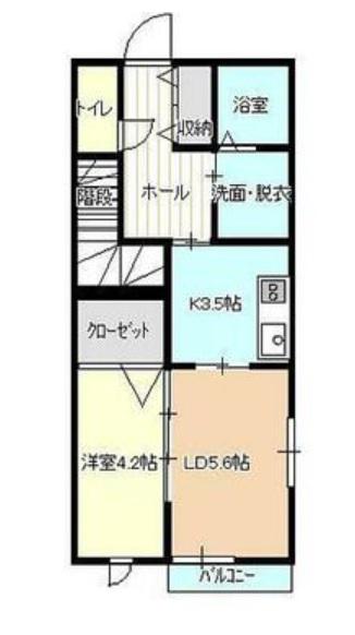 スペリオール・ピソ(1LDK/2階)の間取り写真