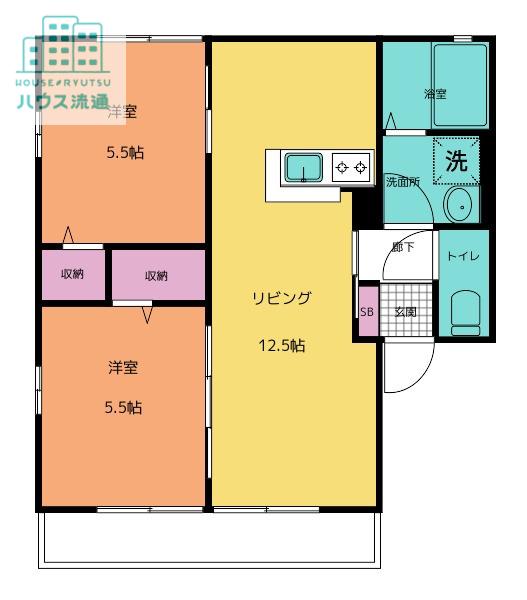 ソレイユ II(2LDK/2階)の間取り写真