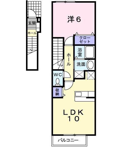 ルミナスビジョー(1LDK/2階)の間取り写真