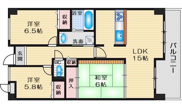 メゾンクレール(3LDK/4階)の間取り写真