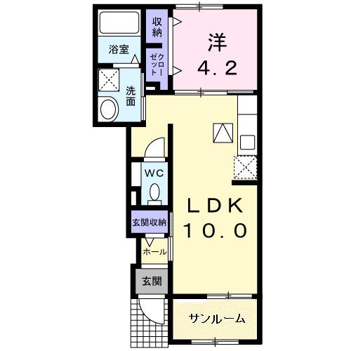 ラ・ルーチェ(1LDK/1階)の間取り写真