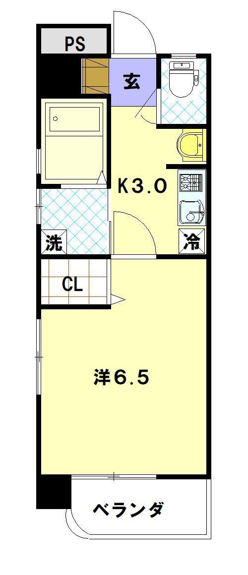 サンロイヤルI(1K/8階)の間取り写真