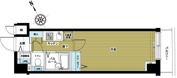 トーシンフェニックス日本橋兜町弐番館(1K/8階)の間取り写真