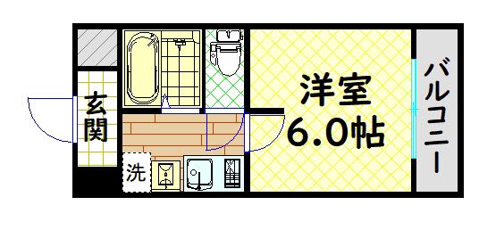 フリーディオ鳳東(1K/1階)の間取り写真