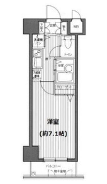 ガラステージ麻布十番(1K/7階)の間取り写真