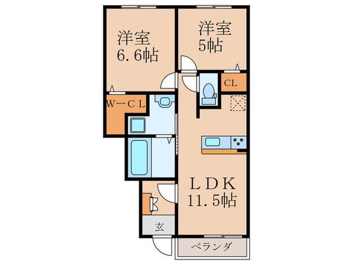 ギャラン大野井 B(2LDK/1階)の間取り写真