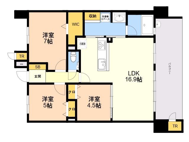 S-RESIDENCE愛宕サウス(3LDK/6階)の間取り写真