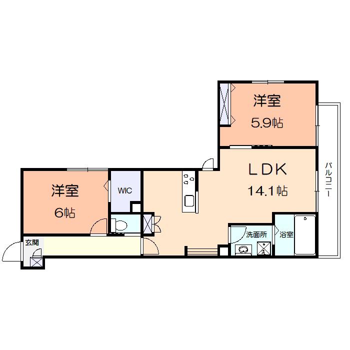 フレイス桜が岡(2LDK/2階)の間取り写真
