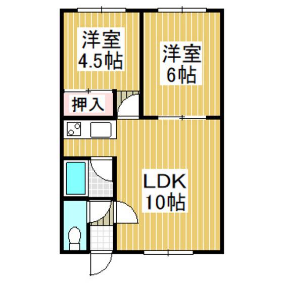 コーポフルベースB(2LDK/2階)の間取り写真