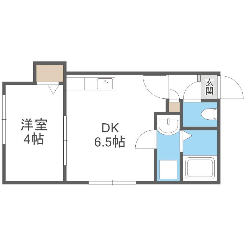 HONU豊平B(1DK/2階)の間取り写真