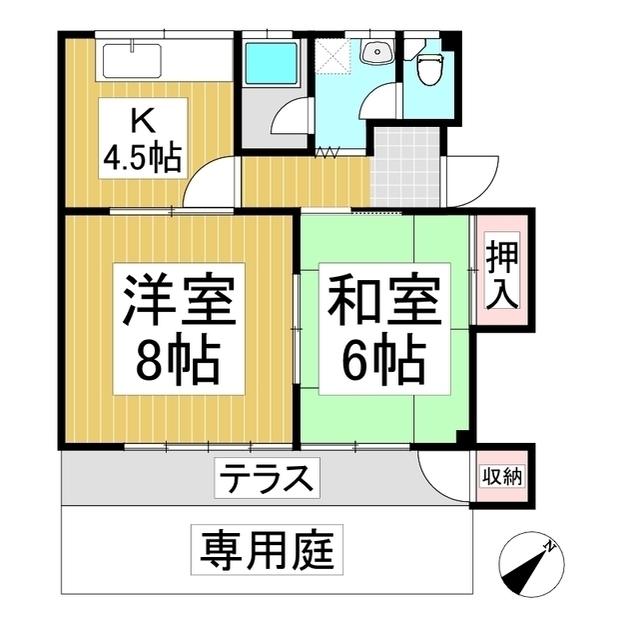 マルワコーポラス(2DK/1階)の間取り写真