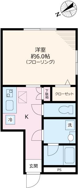 サニーハイム茗荷谷(1K/1階)の間取り写真