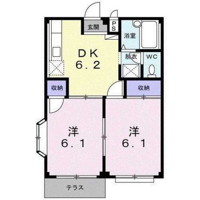 エスポワールM(2DK/1階)の間取り写真