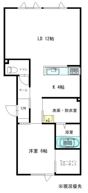 CREST COURT(1LDK/1階)の間取り写真