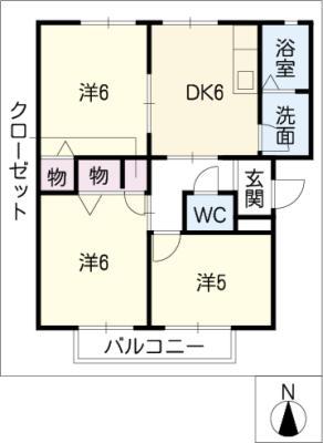 TOMBO・A(3DK/1階)の間取り写真