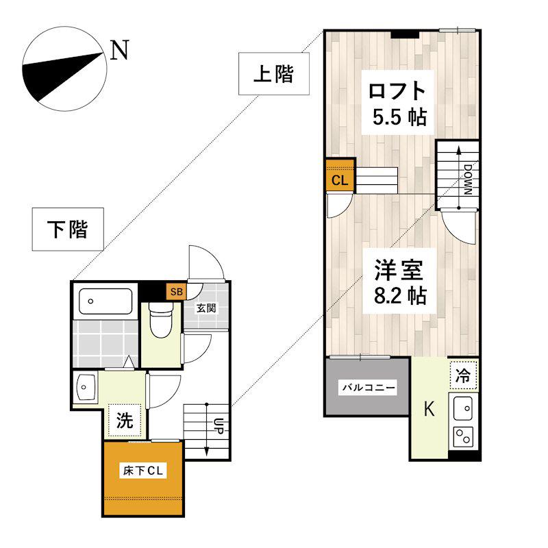 ADC須屋ダリア(1K/1階)の間取り写真