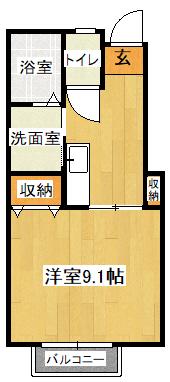 フォレスト南関A(1K/1階)の間取り写真