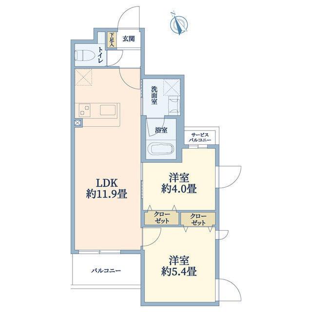 ウェルスクエア万代東(2LDK/3階)の間取り写真
