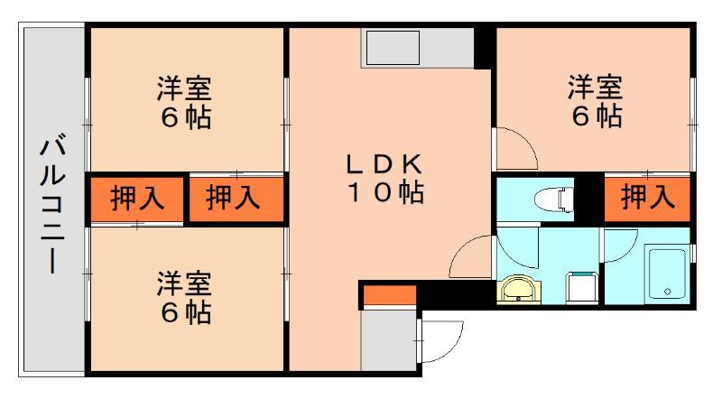 志免ビルB(3LDK/3階)の間取り写真