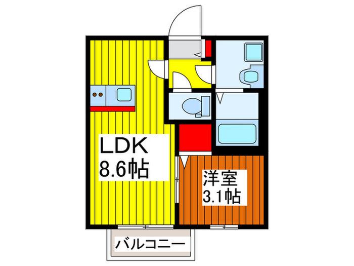 SAZAN-CASTLE(1LDK/1階)の間取り写真
