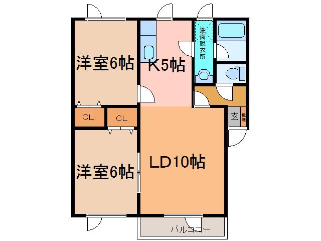 ファーレ(2LDK/1階)の間取り写真