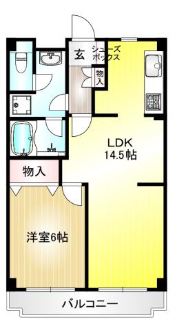 ファミーユ宮崎(1LDK/1階)の間取り写真