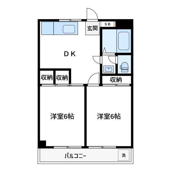 パールハイム(2DK/3階)の間取り写真