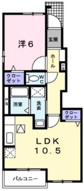 スカイビュー・テラスA(1LDK/1階)の間取り写真