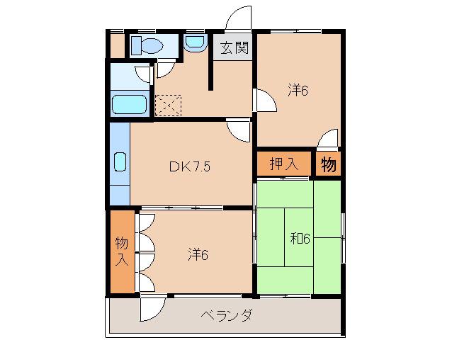 リバーサイド養翠(3DK/1階)の間取り写真