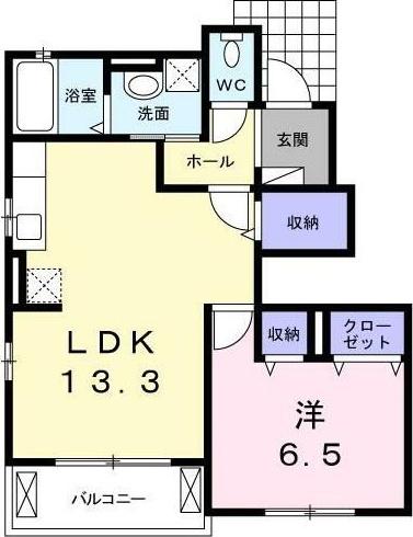 ベルコロレ I(1LDK/1階)の間取り写真
